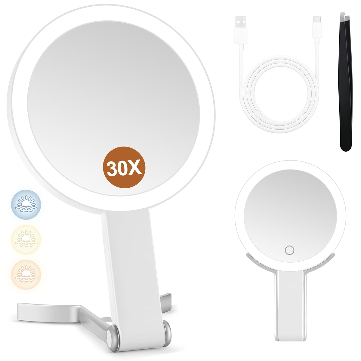 Miyadiva: miroir-loupe 30x et 1x pour détails précis lors du maquillage.