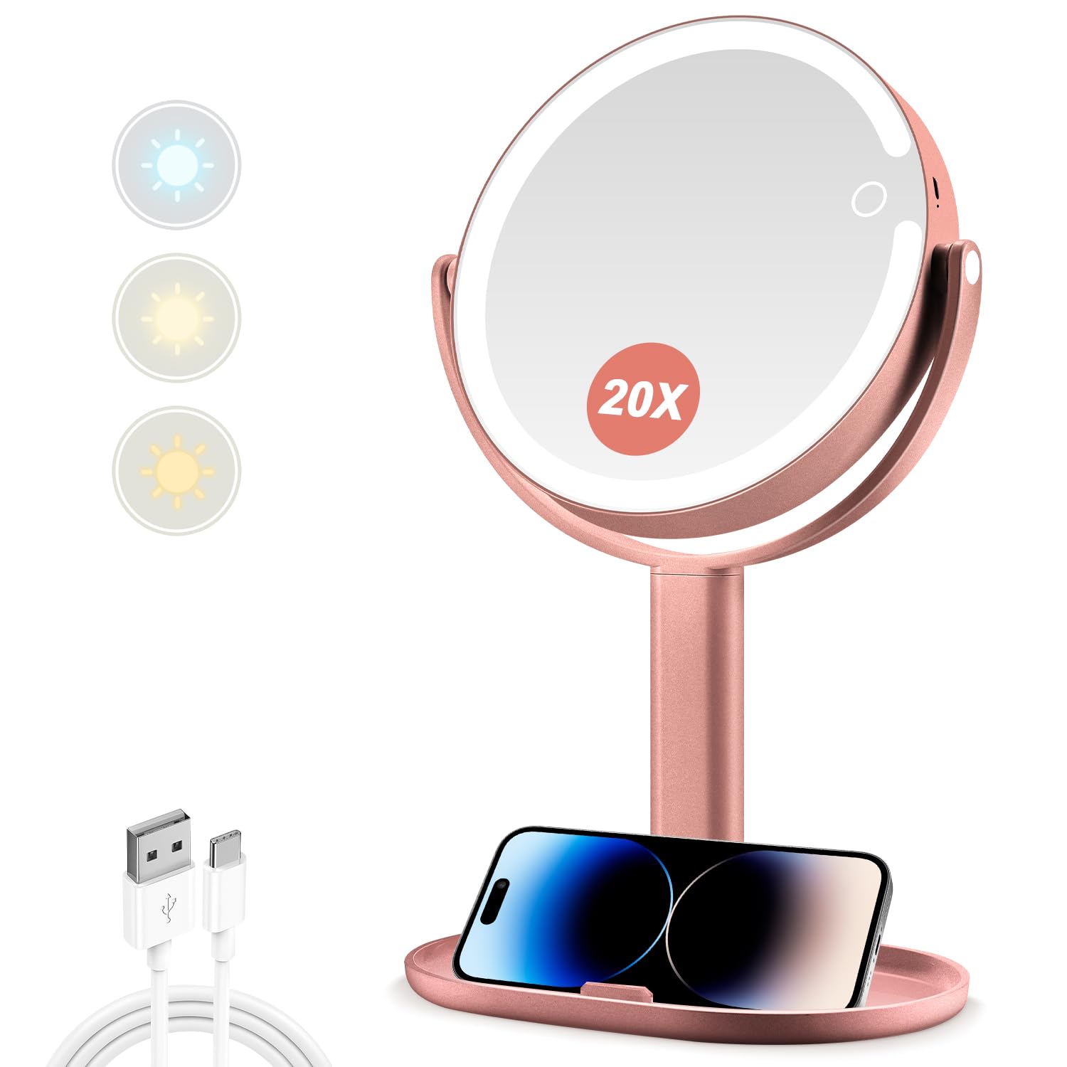 Miyadiva miroir maquillage lumineux 20x: vue claire pour les détails fins.