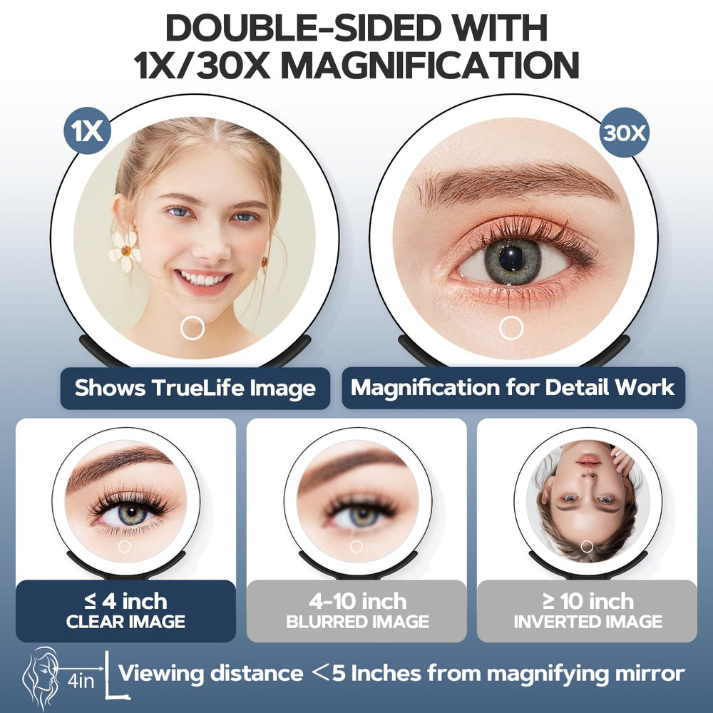 MIYADIVA Miroir lumineux 30x main, usage portable et pratique.