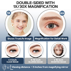 MIYADIVA Miroir lumineux 30x main, usage portable et pratique.