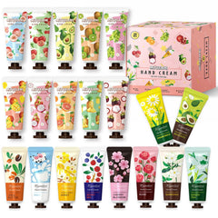 Coffret Miyueleni avec 20 crèmes mains variées, format pratique idéal en voyage.