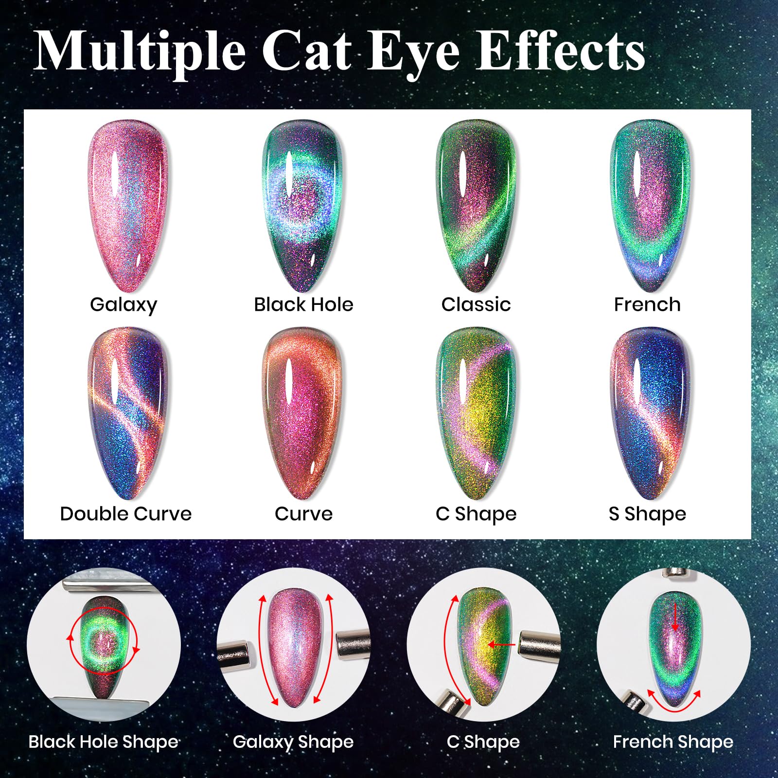 MIZHSE baguettes aimants pour diriger l effet œil de chat.