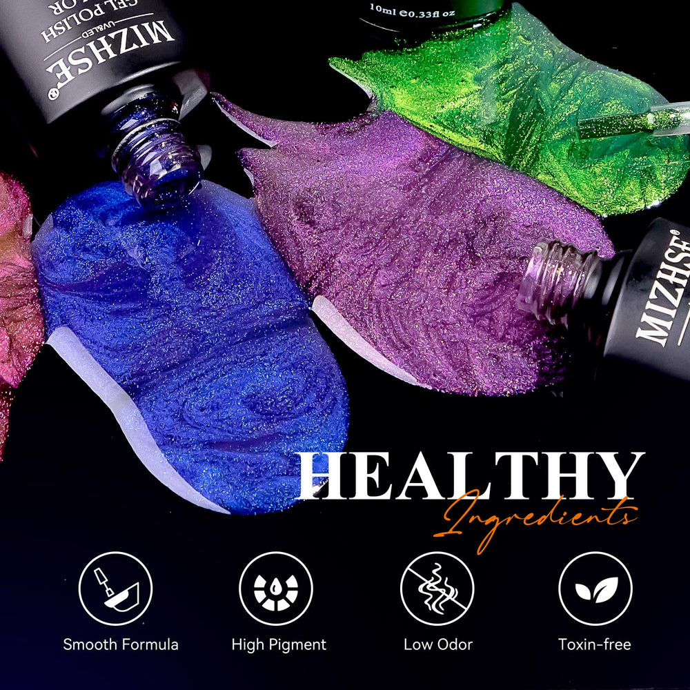 MIZHSE base noire vernis gel soulignant la couleur et la tenue.