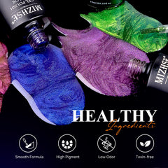 MIZHSE base noire vernis gel soulignant la couleur et la tenue.