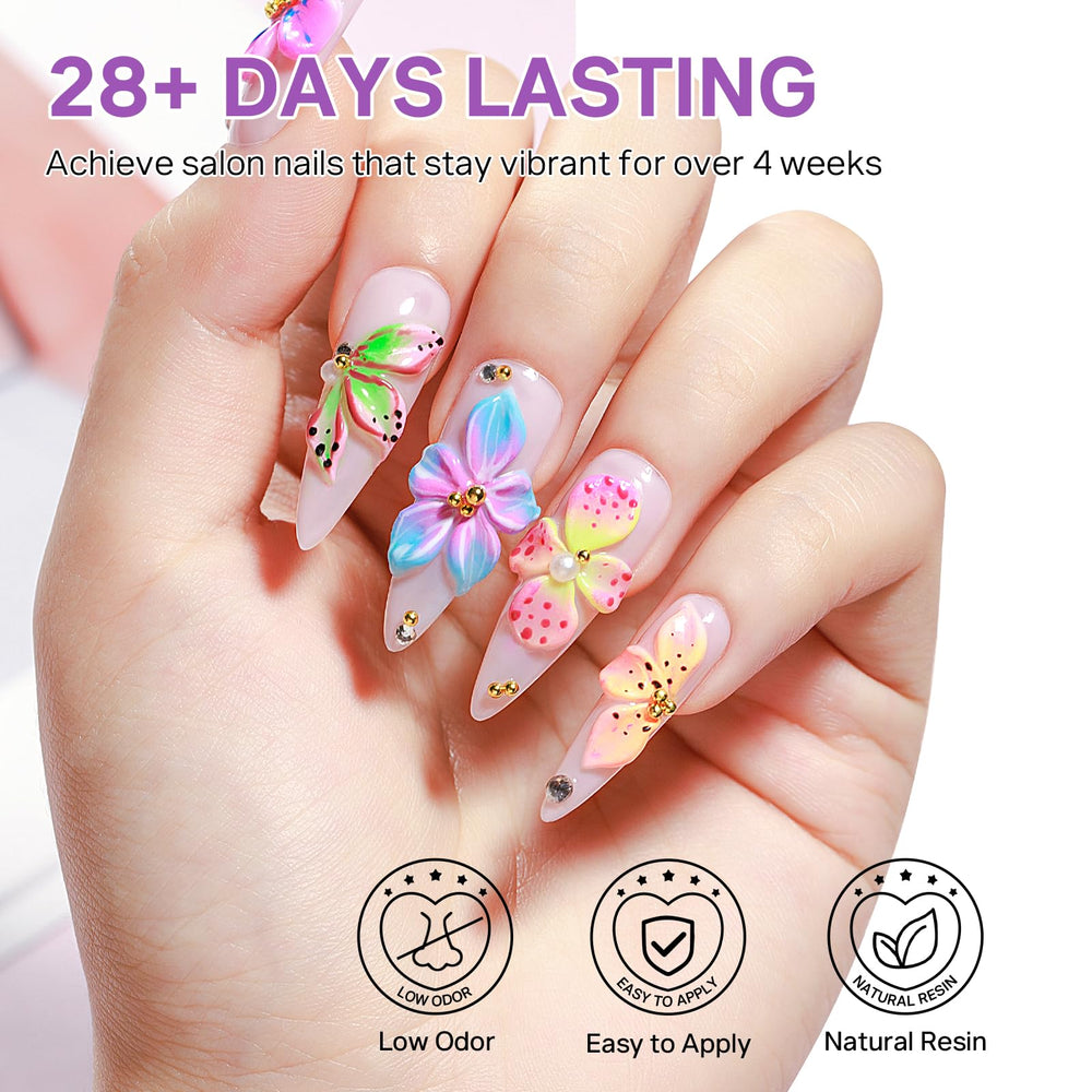 MIZHSE bouquet fleur 3D, motif floral en relief pour nails.