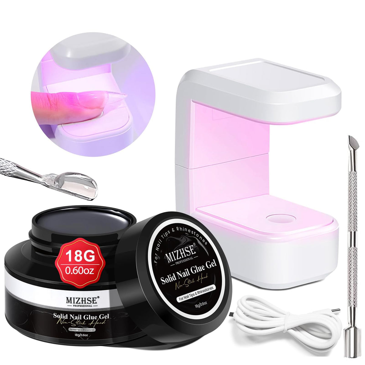 Colle gel solide MIZHSE pour ongles, adhérence ferme et durable.