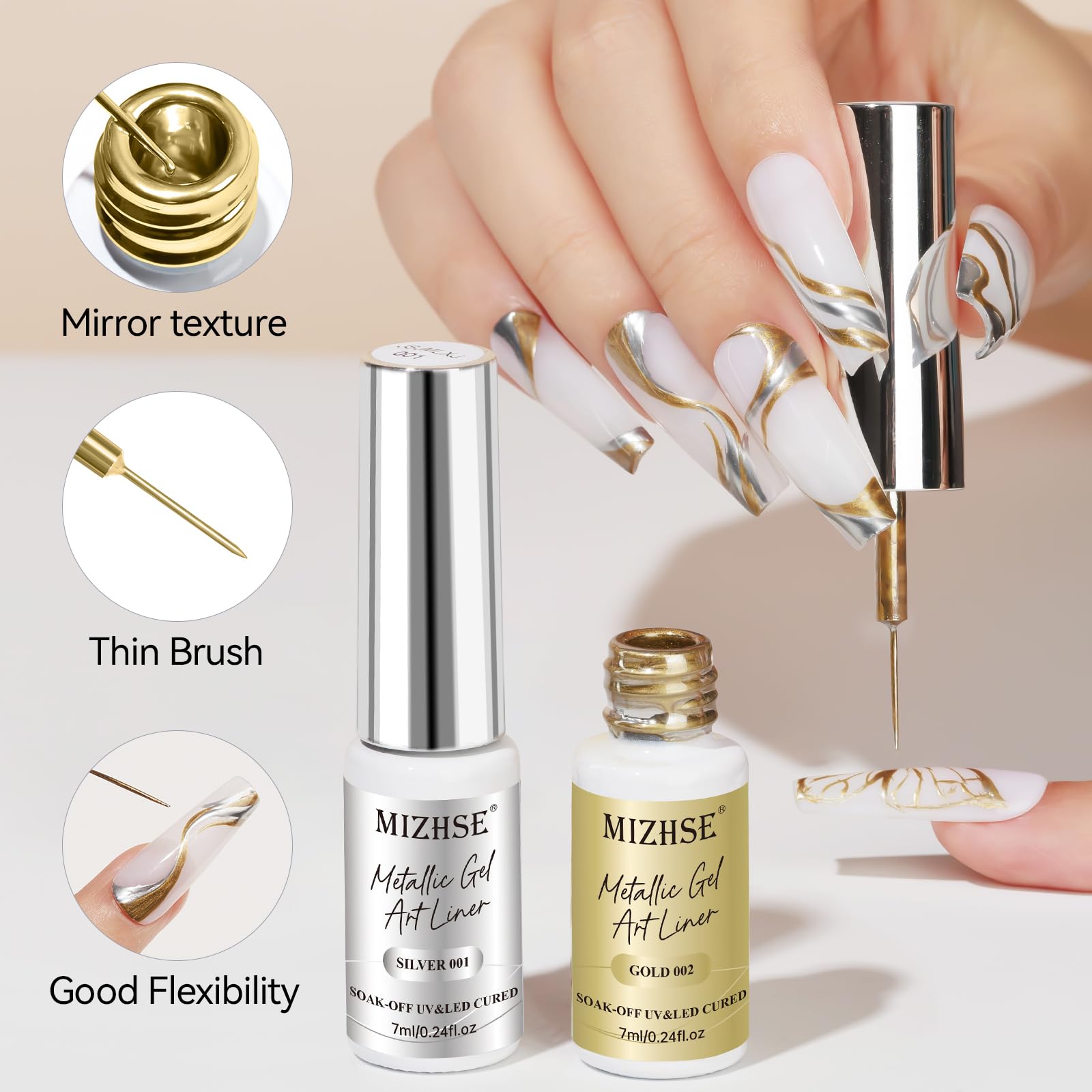 MIZHSE conseils pro pour accent métallique sur ongles
