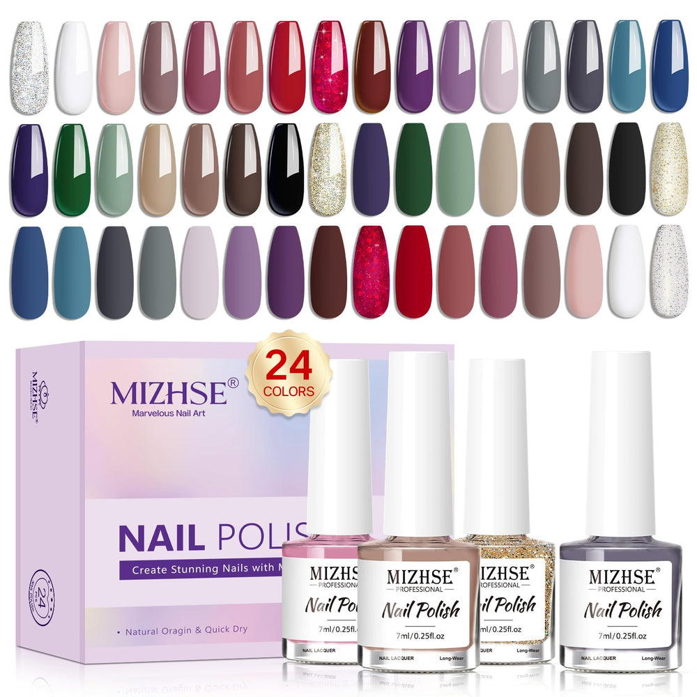 Ensemble MIZHSE vernis seche vite 24 couleurs, polyvalent.