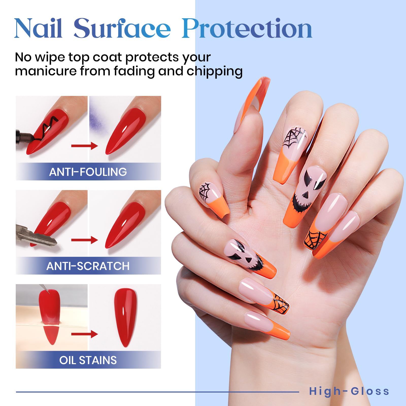 Finition gel ultra brillante MIZHSE pour ongles naturels et extensions.