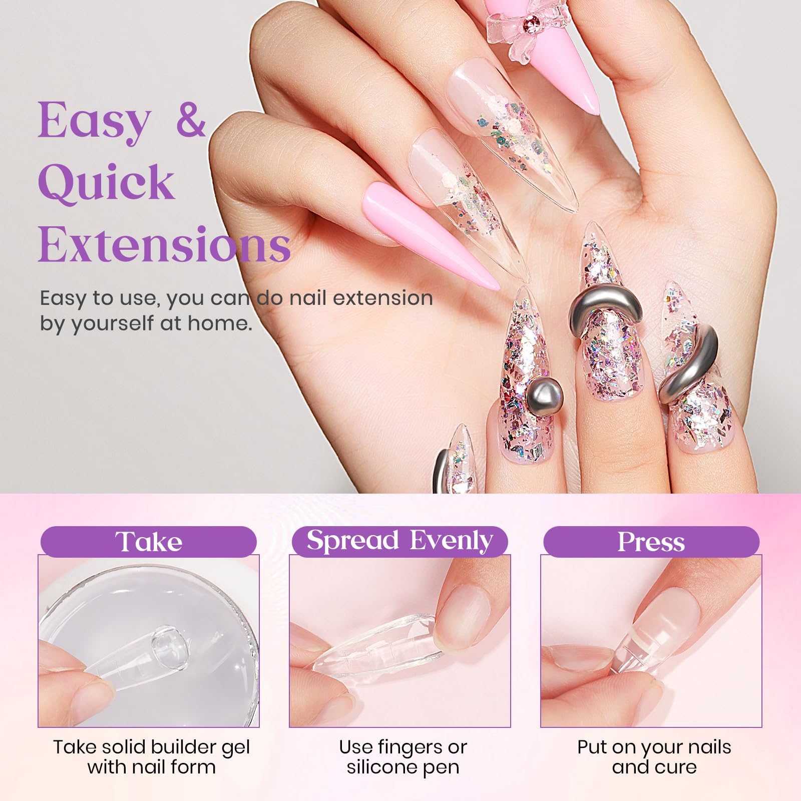 24 formes d’ongles incluses pour designs variés