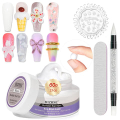 MIZHSE gel-builder blanc 60 g prêt à être utilisé pour extensions durables.