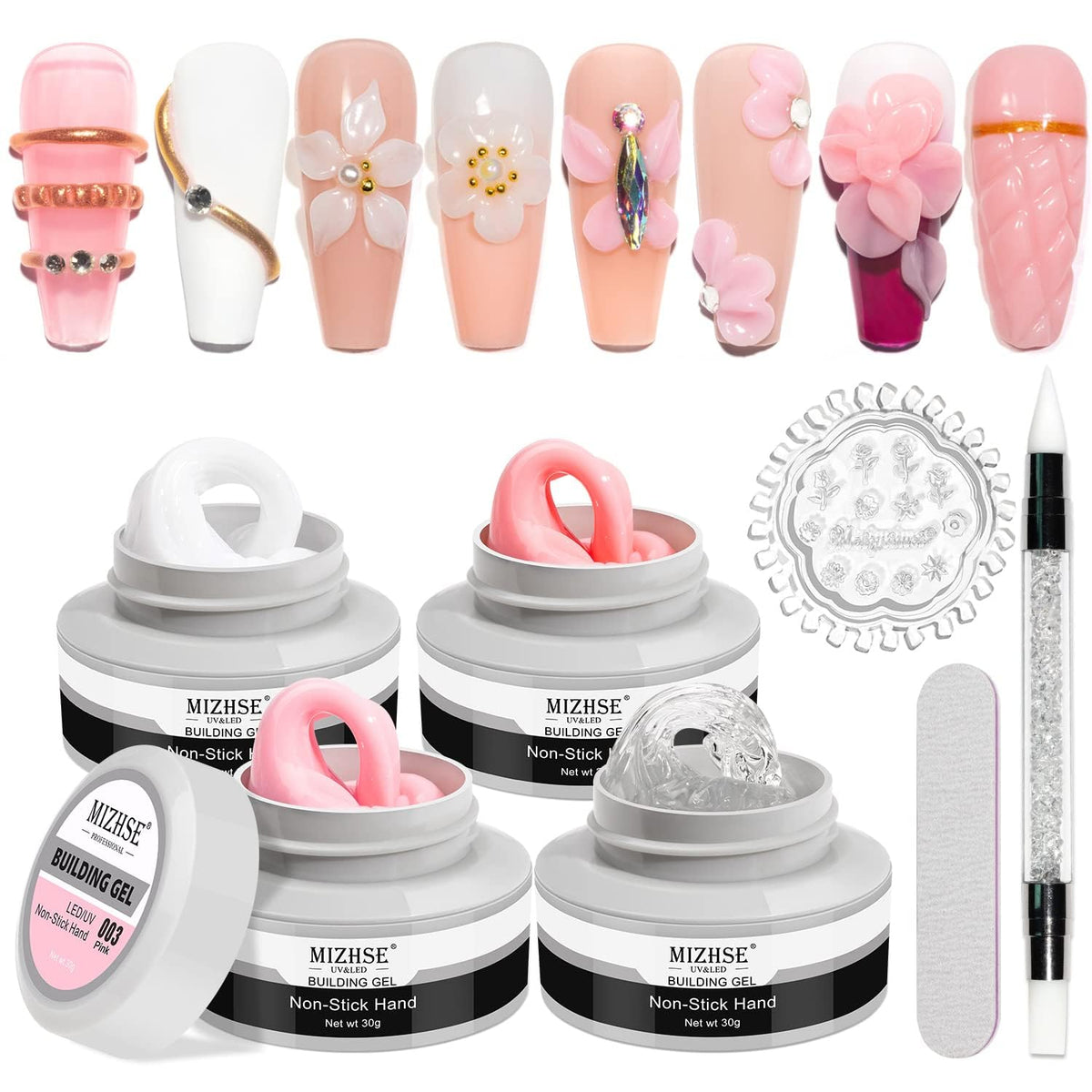 MizHSE gel-builder-solide: kit complet pour extensions d’ongles et déco