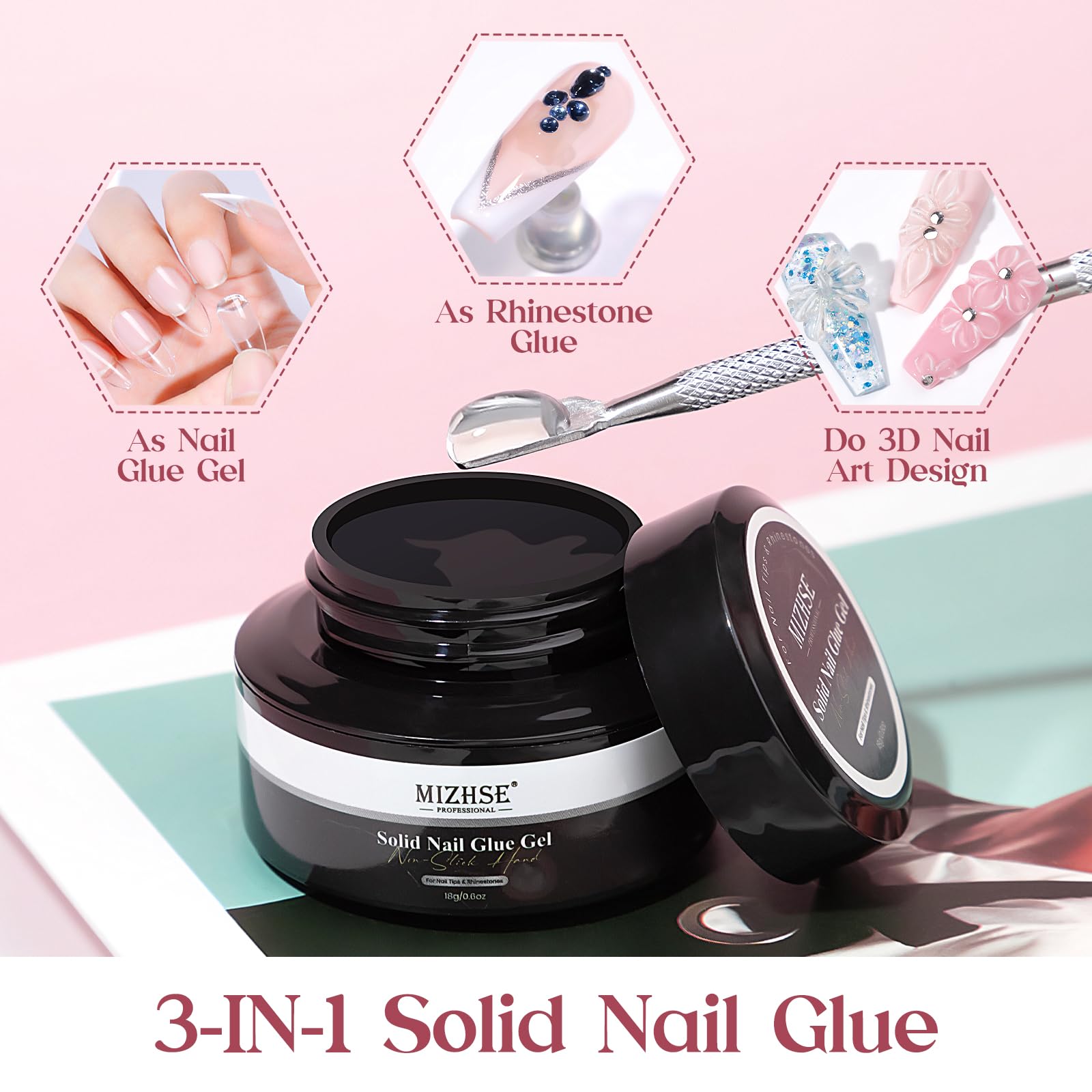 MIZHSE gel colle 18ml – glue gel polyvalent pour extensions et décorations