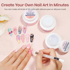 MIZHSE Gel Dur – création d'ongles en 3D et motifs sculptés.