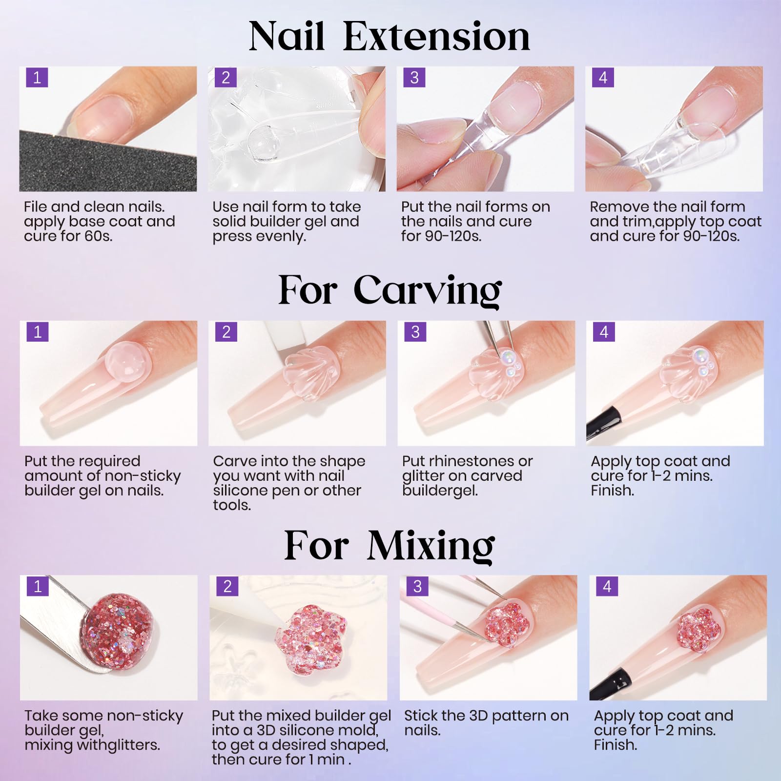 MIZHSE gel-sculpture-ongles-essentiel pour créations 3D