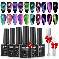 MIZHSE kit vernis gel œil-de-chat 9D prêt pour salon à domicile.