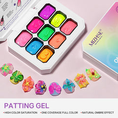 MIZHSE kit vernis patting 9 couleurs, facilite ombrage et French nets.
