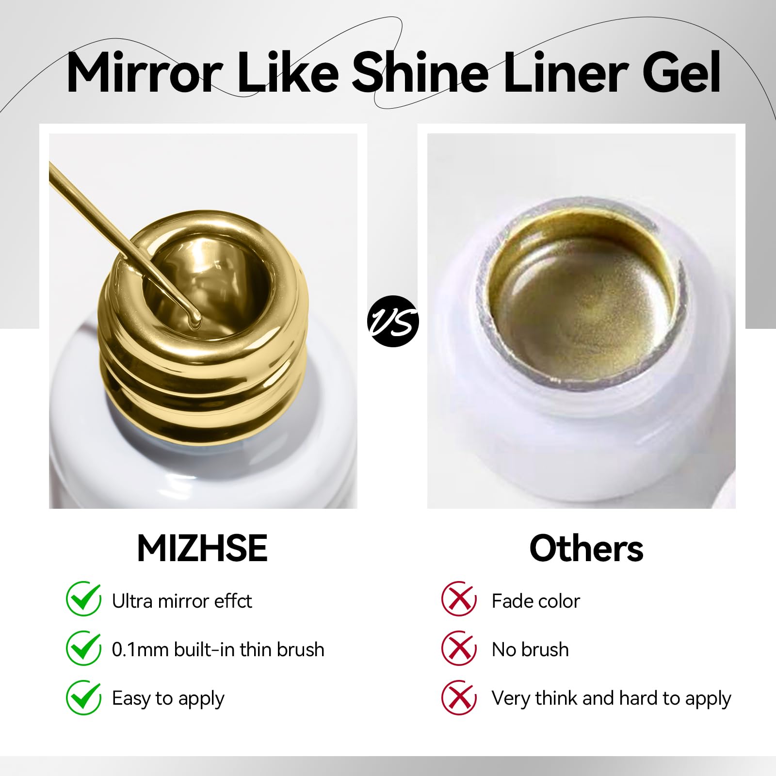 MIZHSE liner métallique précis pour gel ou acrylique