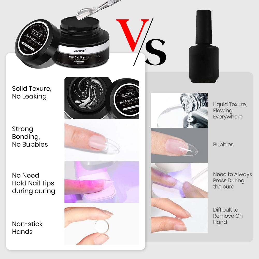 Prolongements d’ongles MIZHSE en action pour une pose précise.