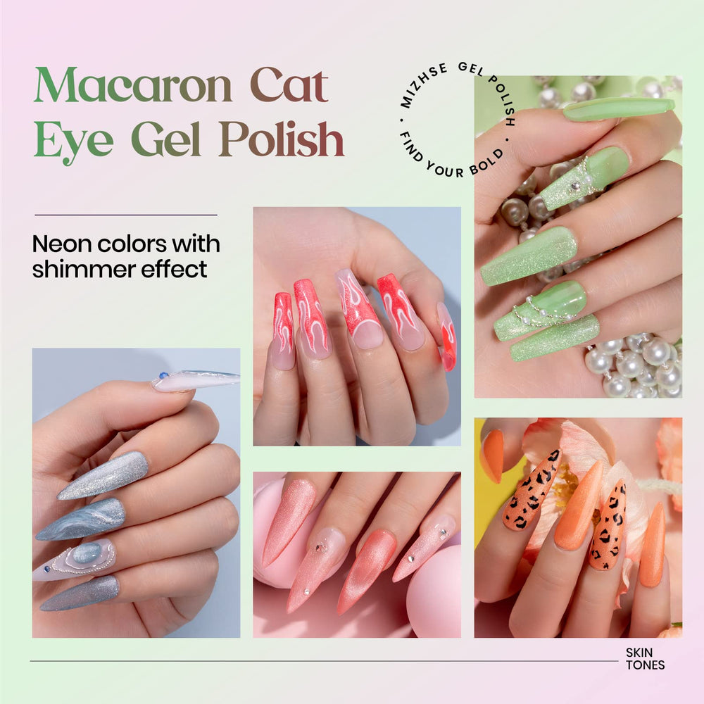MIZHSE vernis gel effet œil-chat orange néon parfait pour l'été