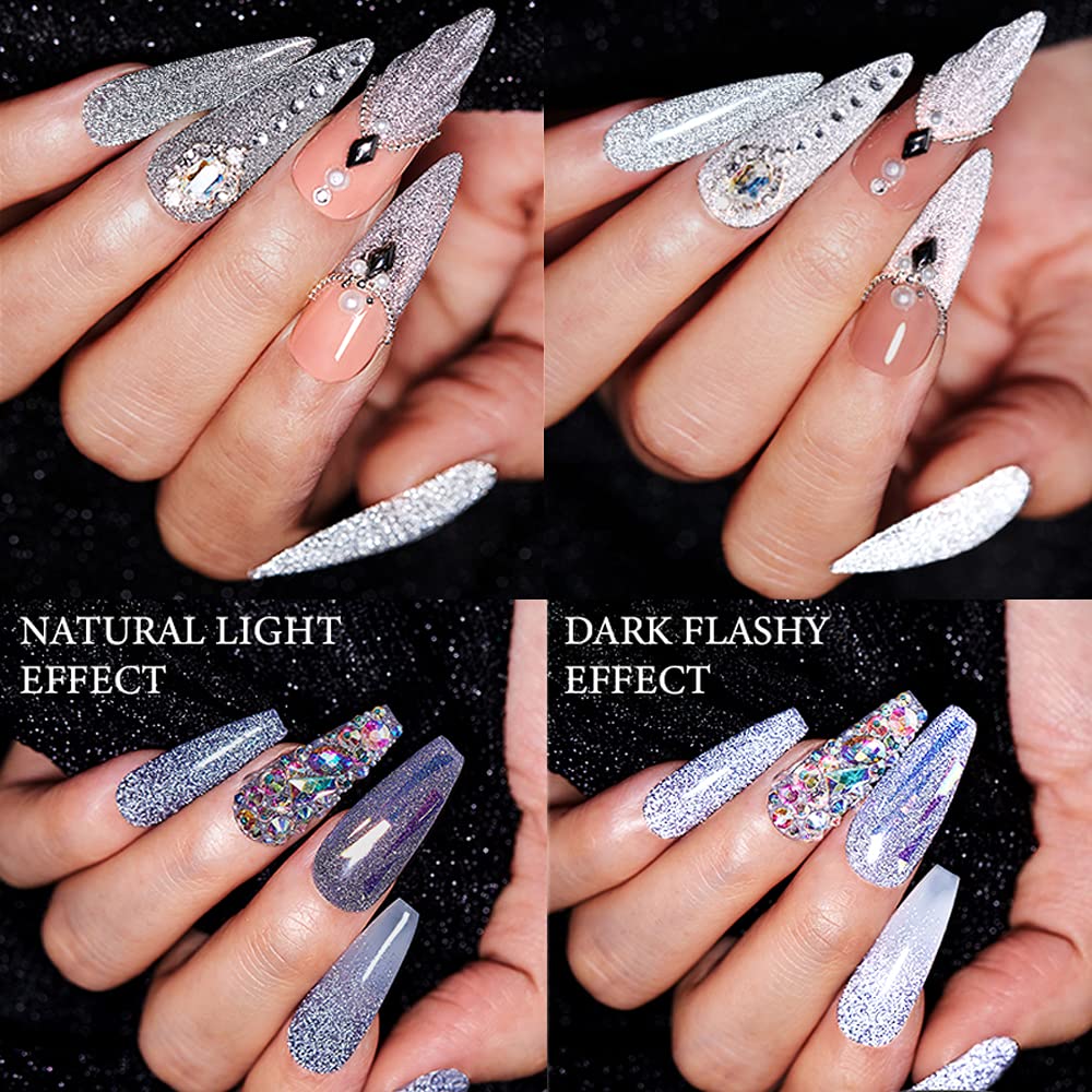 Vernis gel MIZHSE Glitter argent classique pour un style intemporel.