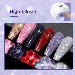 Vernis gel MIZHSE Glitter noir glamour pour une manucure élégante et audacieuse.