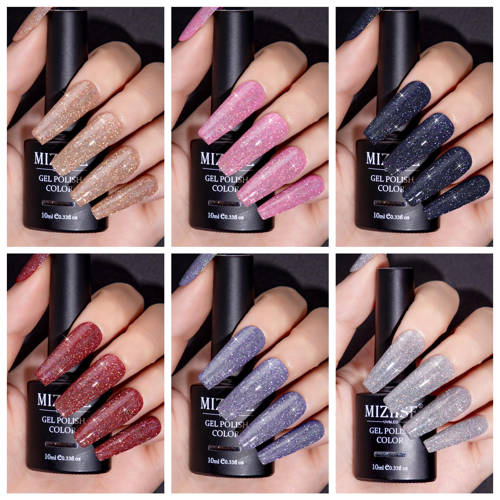Vernis gel MIZHSE Glitter or lumineux pour un éclat luxueux.
