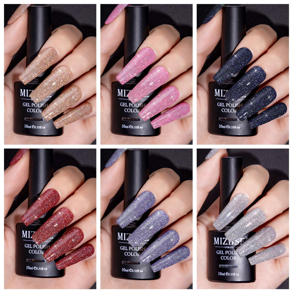 Vernis gel MIZHSE Glitter or lumineux pour un éclat luxueux.