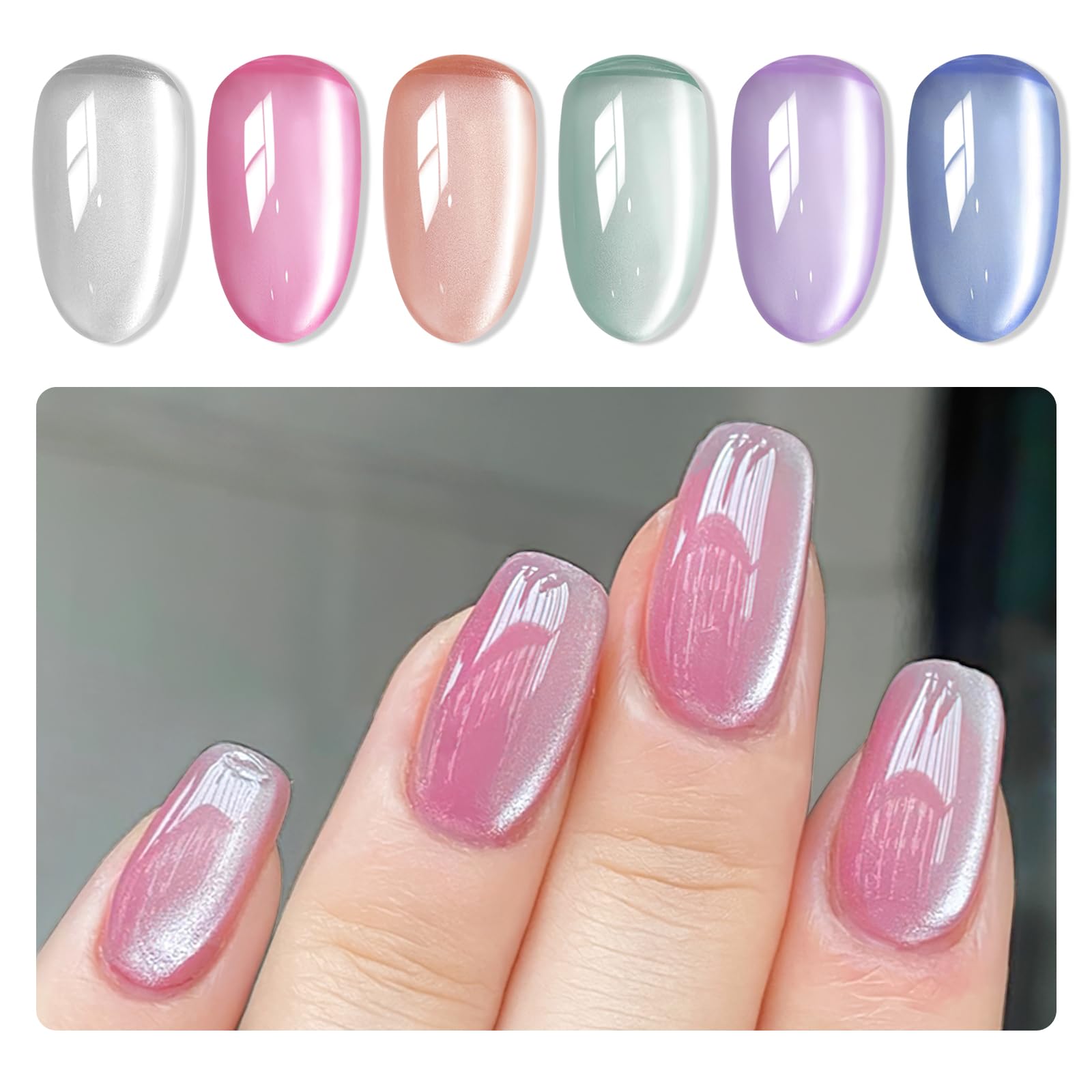 MIZHSE vernis gel œil-chat clair-de-lune, prêt à créer un effet œil de chat.