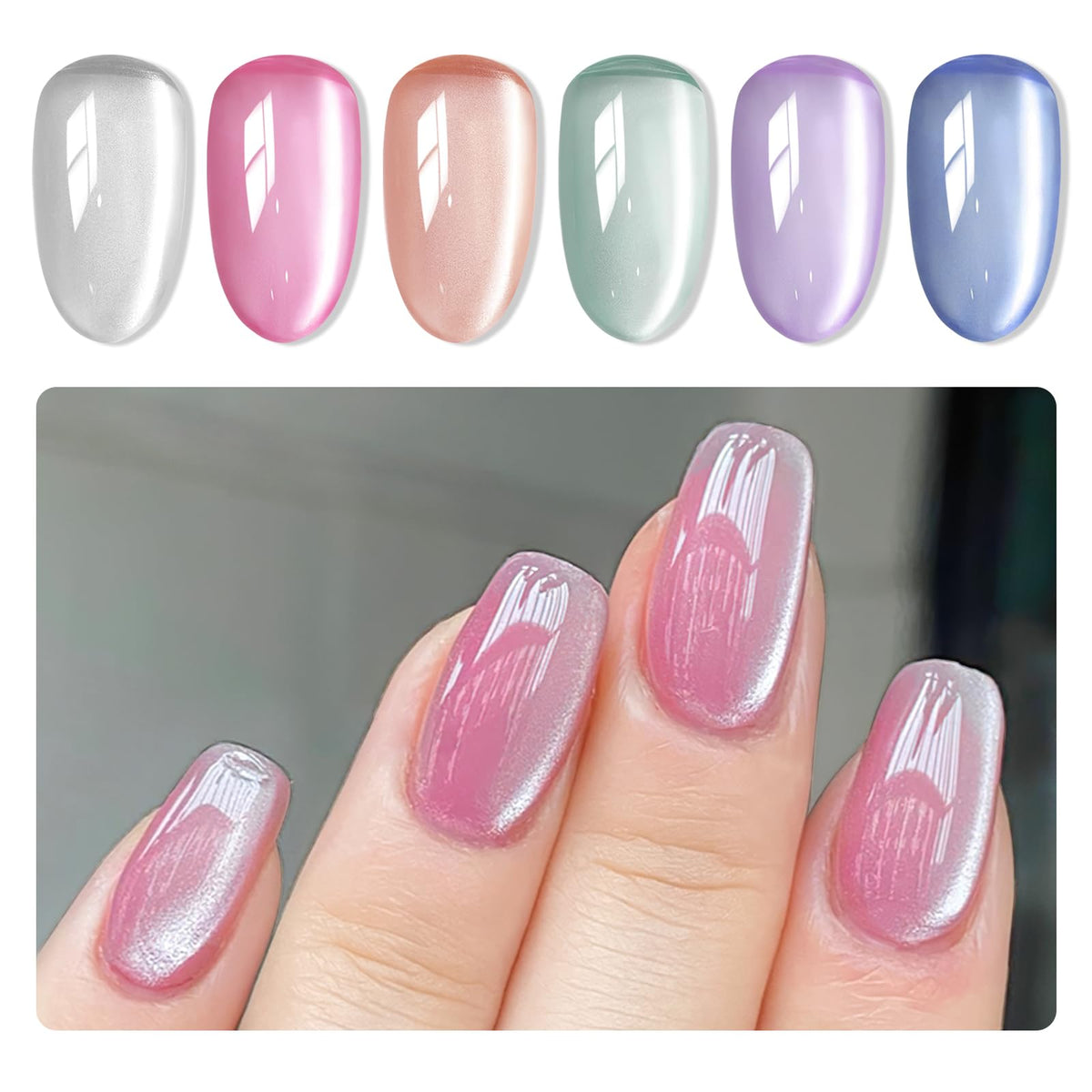 MIZHSE vernis gel œil-chat clair-de-lune, prêt à créer un effet œil de chat.