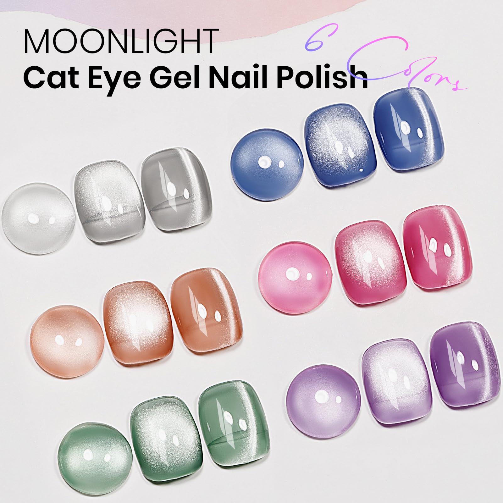 MIZHSE palette œil-chat clair-de-lune: six couleurs polyvalentes pour varier les looks.