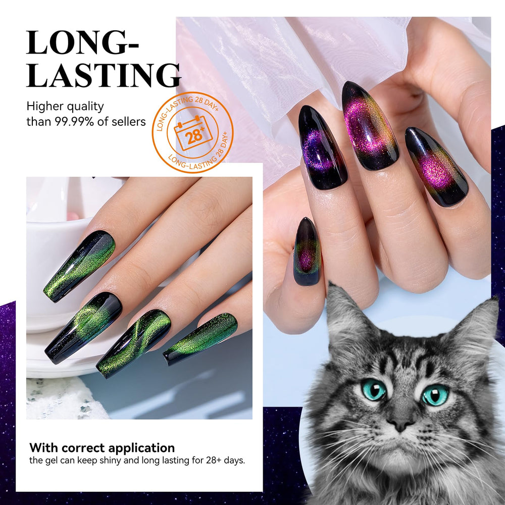 MIZHSE vernis gel œil-de-chat 9D nacré pour des reflets changeants.