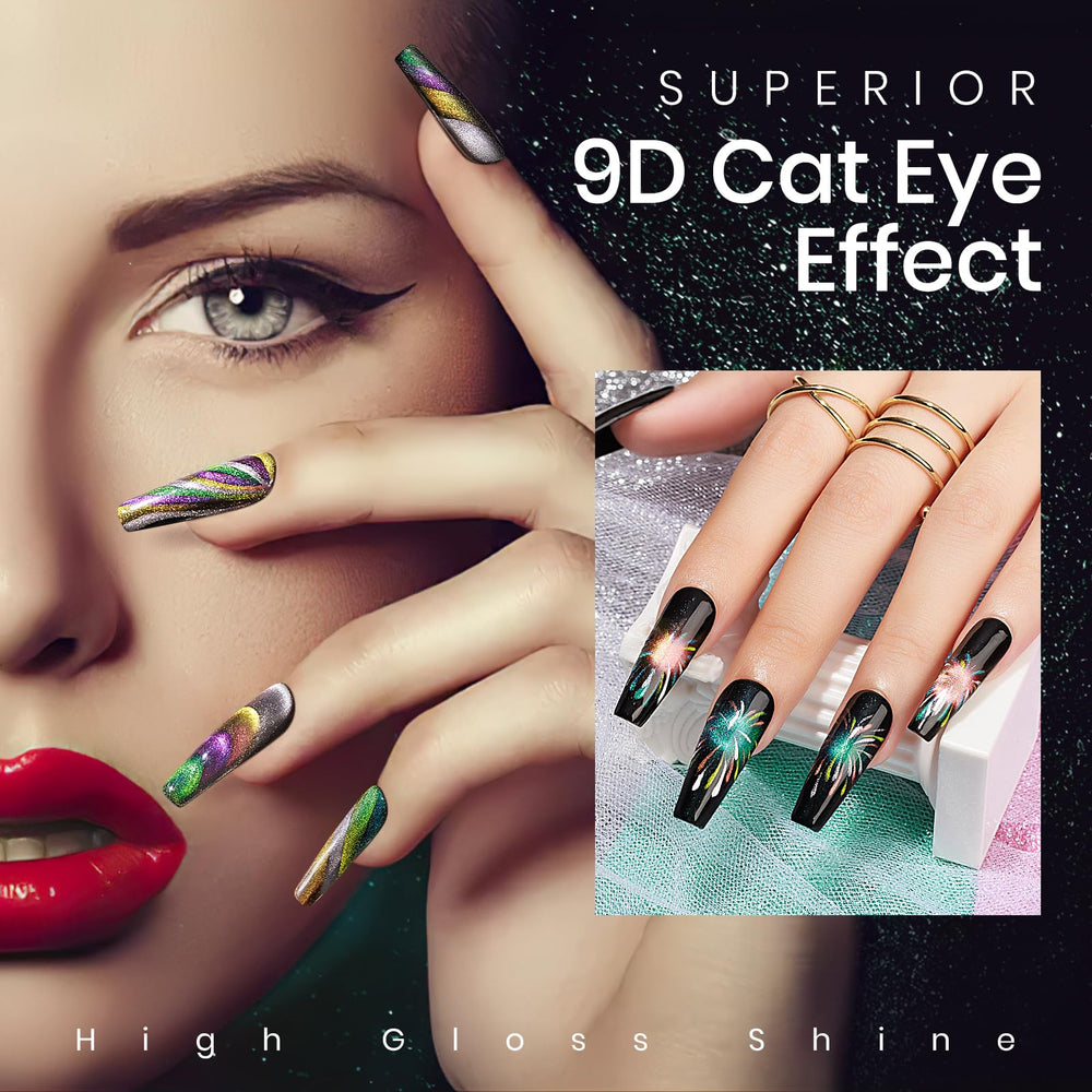 Vernis gel œil de chat holographique MIZHSE pour un fini scintillant.