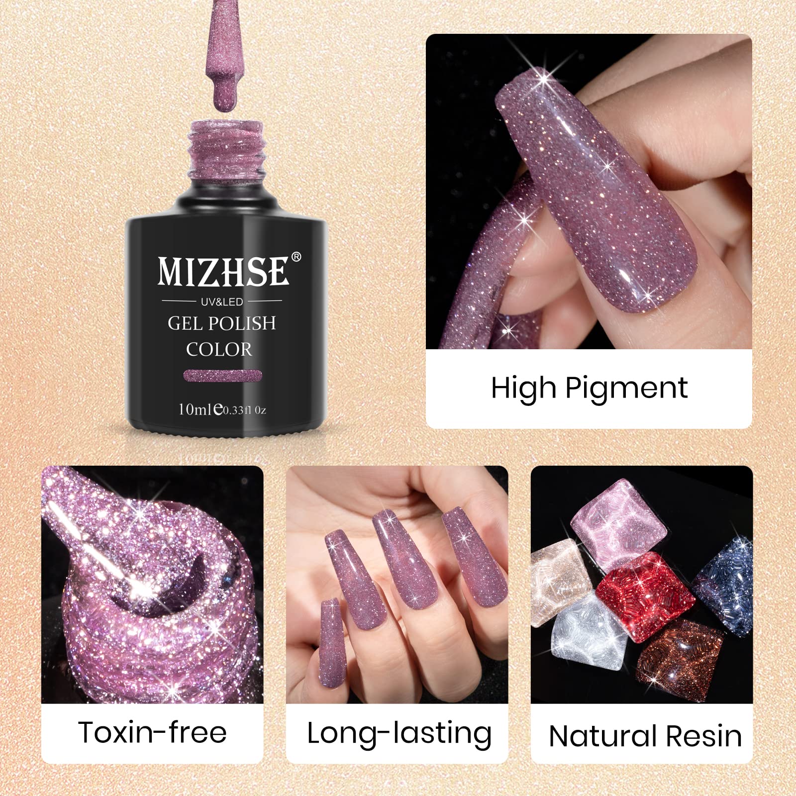 Vernis gel pailleté argent MIZHSE, brillance disco et polyvalence soirée.