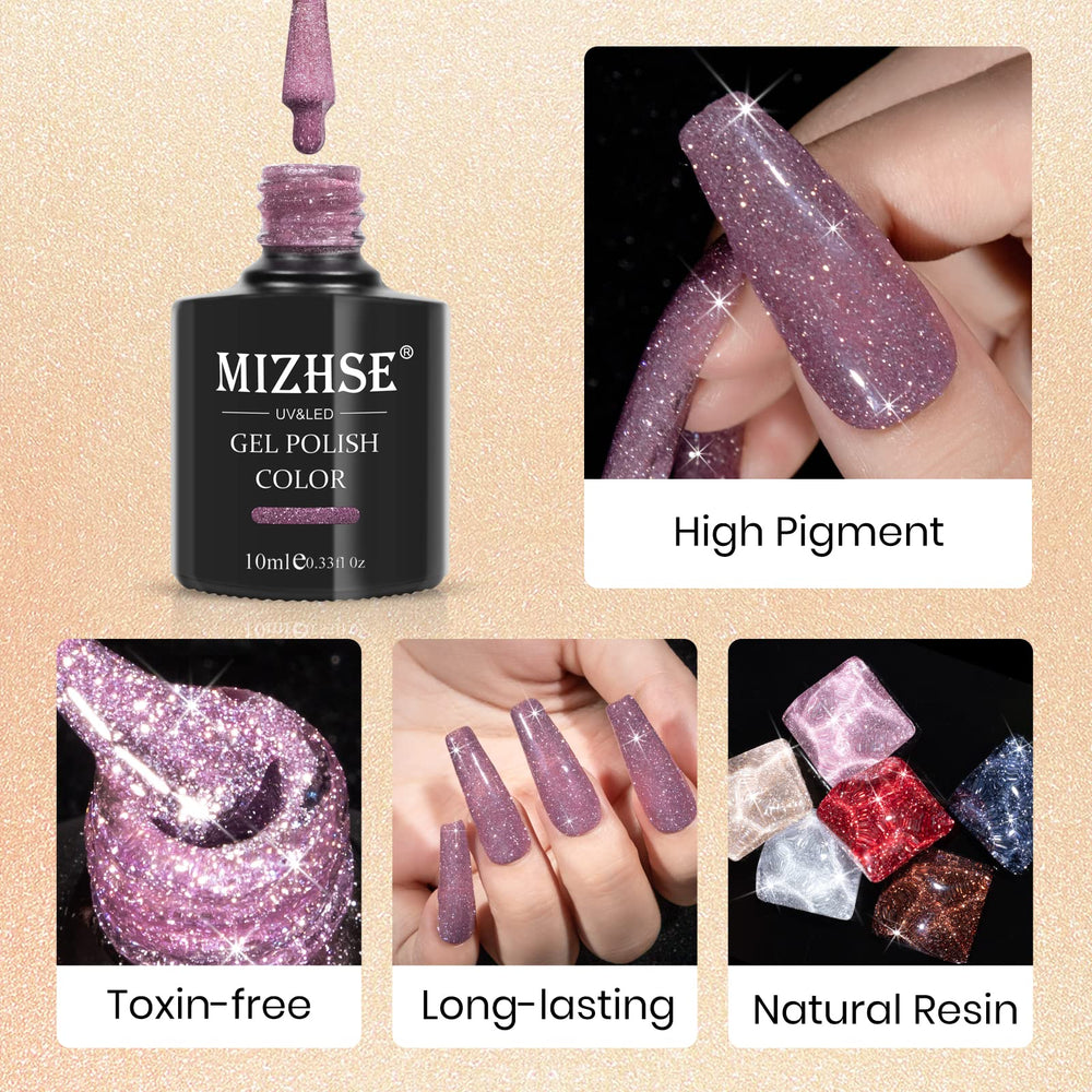 Vernis gel pailleté argent MIZHSE, brillance disco et polyvalence soirée.