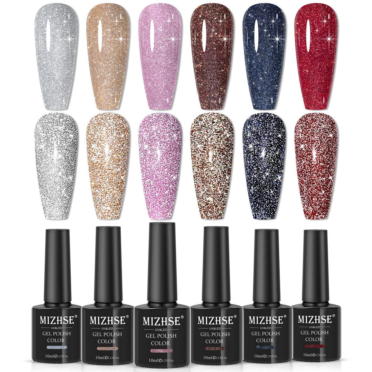 Vernis gel pailleté noir MIZHSE, éclat élégant au quotidien.