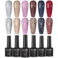 Vernis gel pailleté noir MIZHSE, éclat élégant au quotidien.