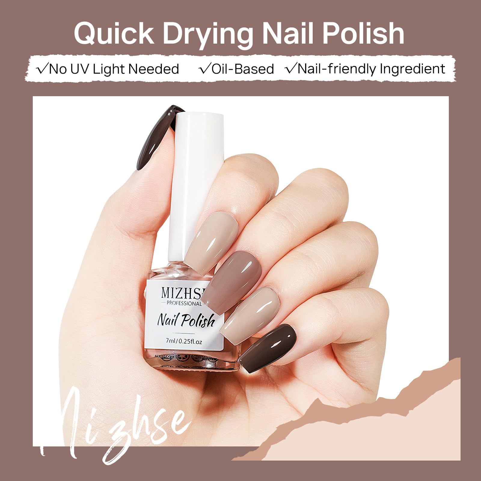 Vernis MIZHSE glitter rouge violet, fini lumineux.