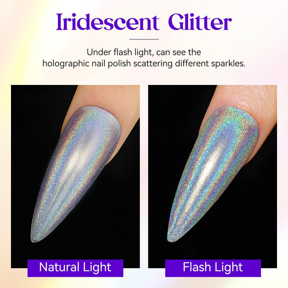 MIZHSE vernis holographique argent, séchage à l’air rapide pour manucure express
