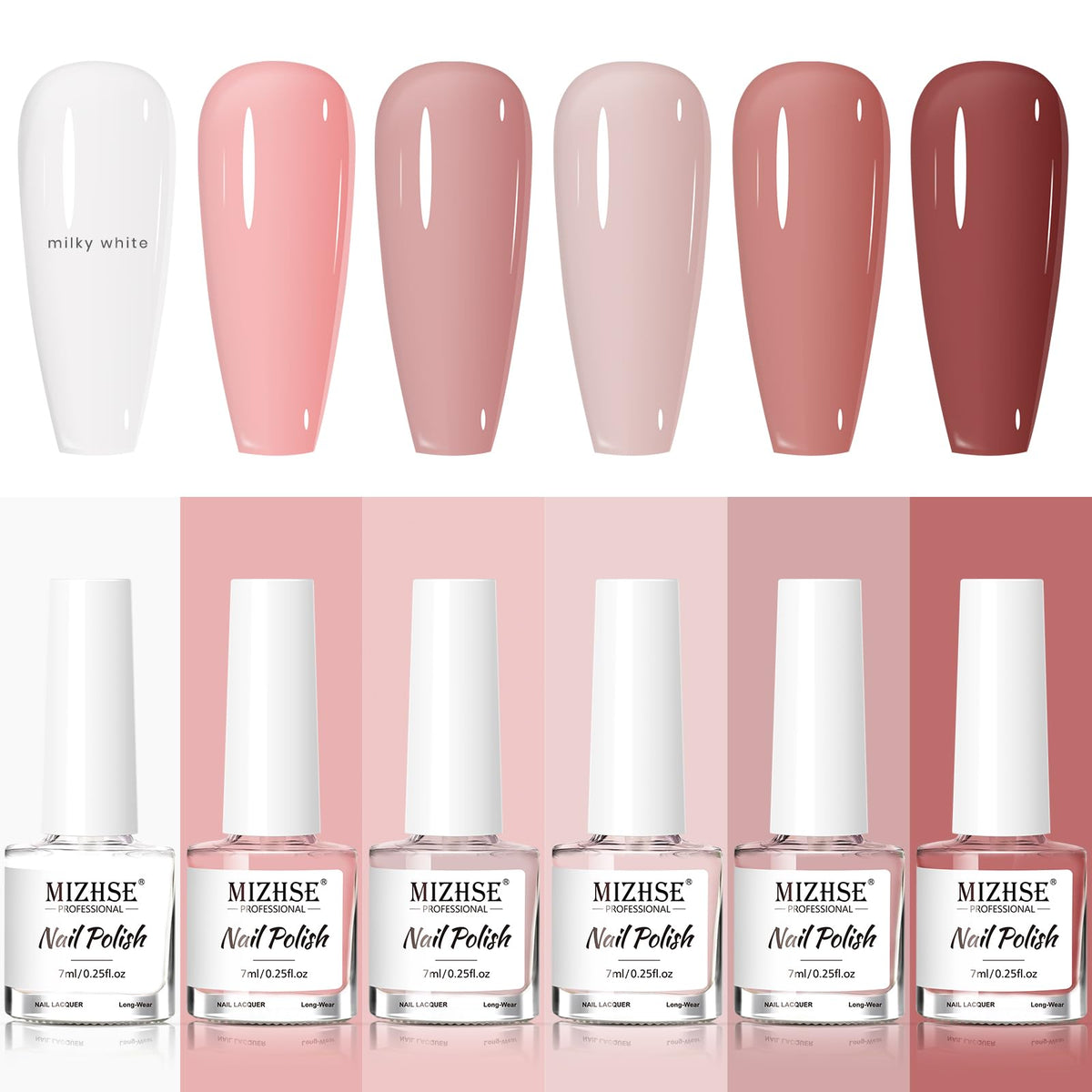MIZHSE Vernis blanc-laité, pour un look quotidien élégant.