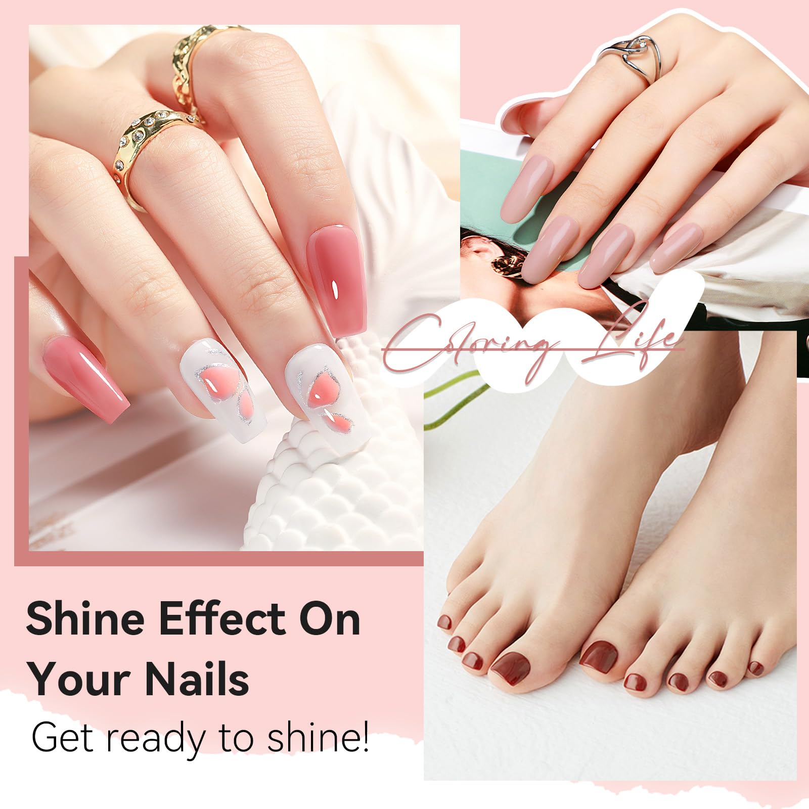 MIZHSE Vernis rose-pastel, touche féminine et légère.