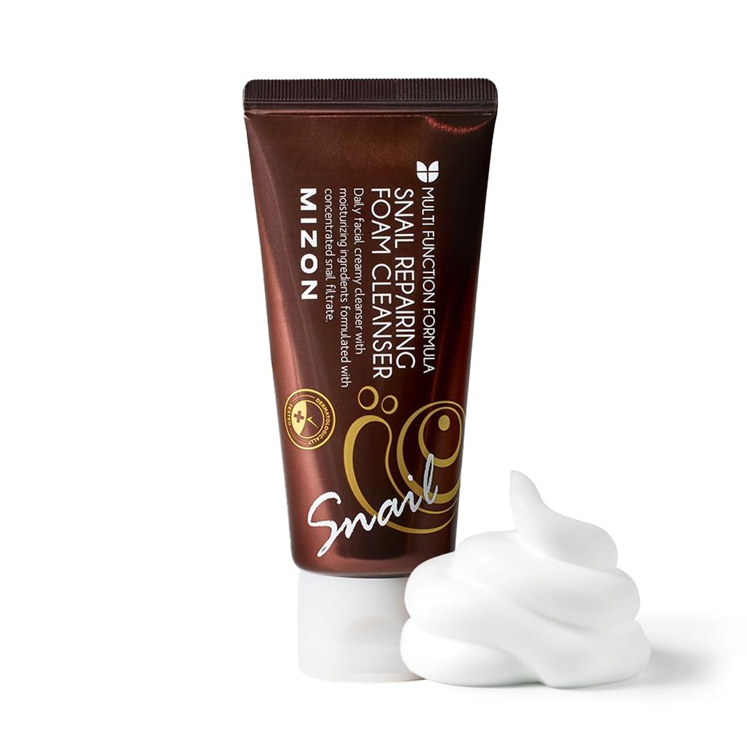 MIZON bouteille nettoyant mousse escargot pour peau propre et douce.