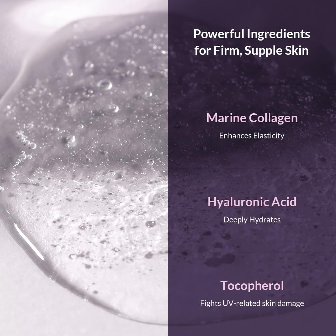 MIZON Collagen Power Lifting Toner – Gros plan sur les ingrédients clés, collagène et adénosine.