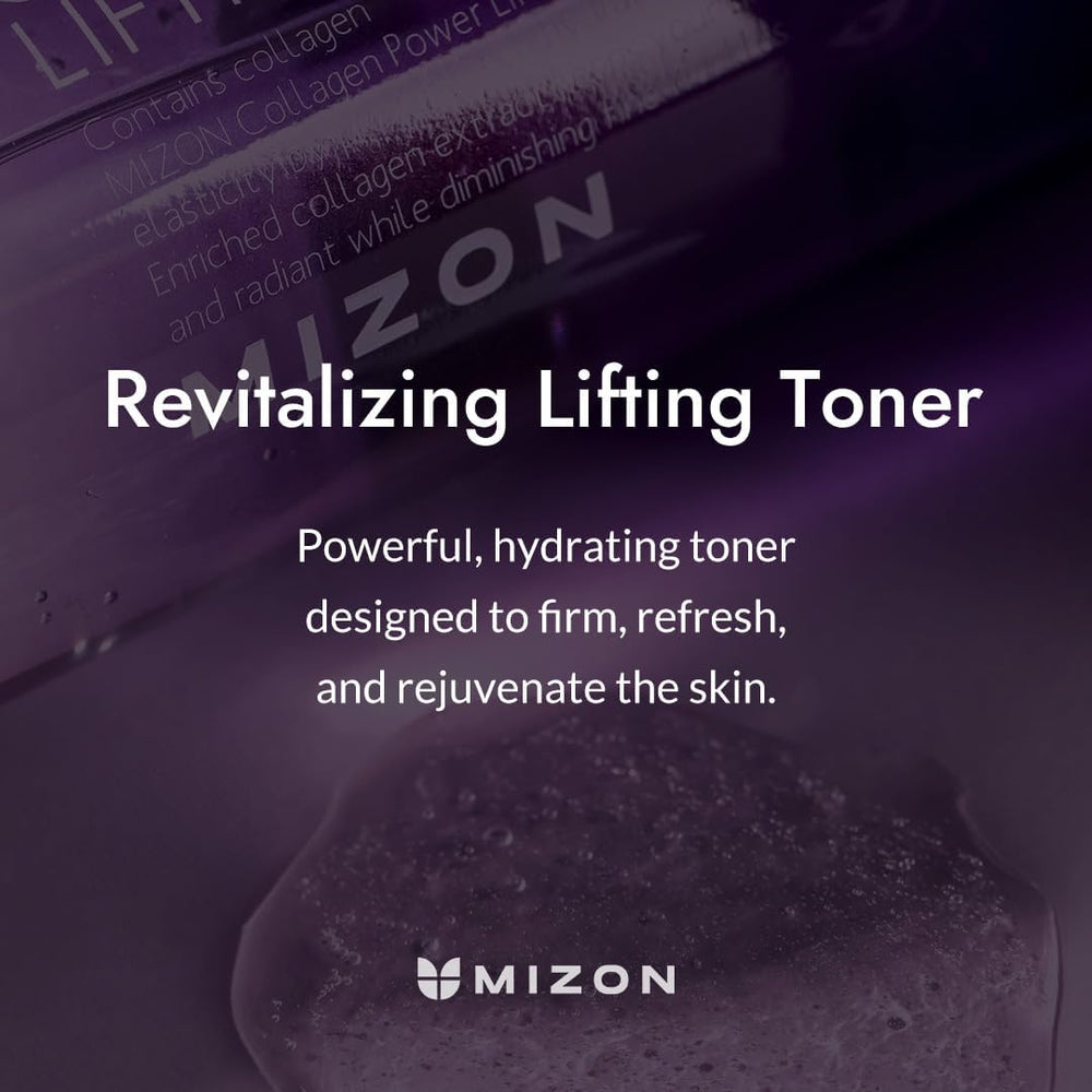 MIZON Collagen Power Lifting Toner – Texture légère qui glisse sur la peau.