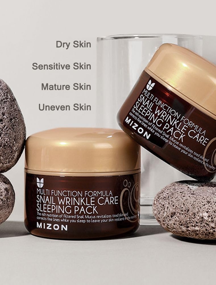 MIZON Snail Wrinkle Care Sleeping Pack wakes you to a more elastic, hydrated complexion.