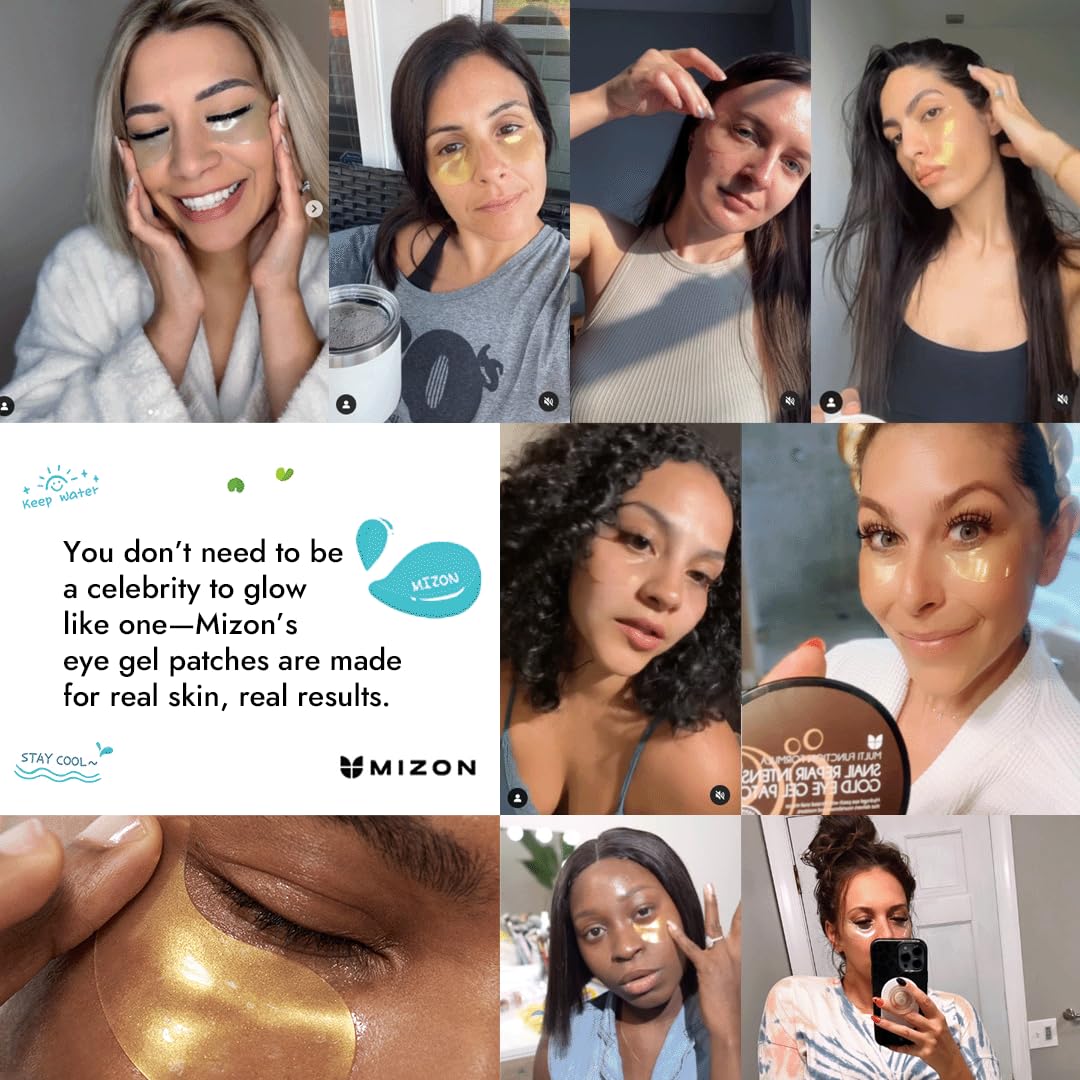 Patch hydrogel MIZON offrant hydratation durable autour des yeux.