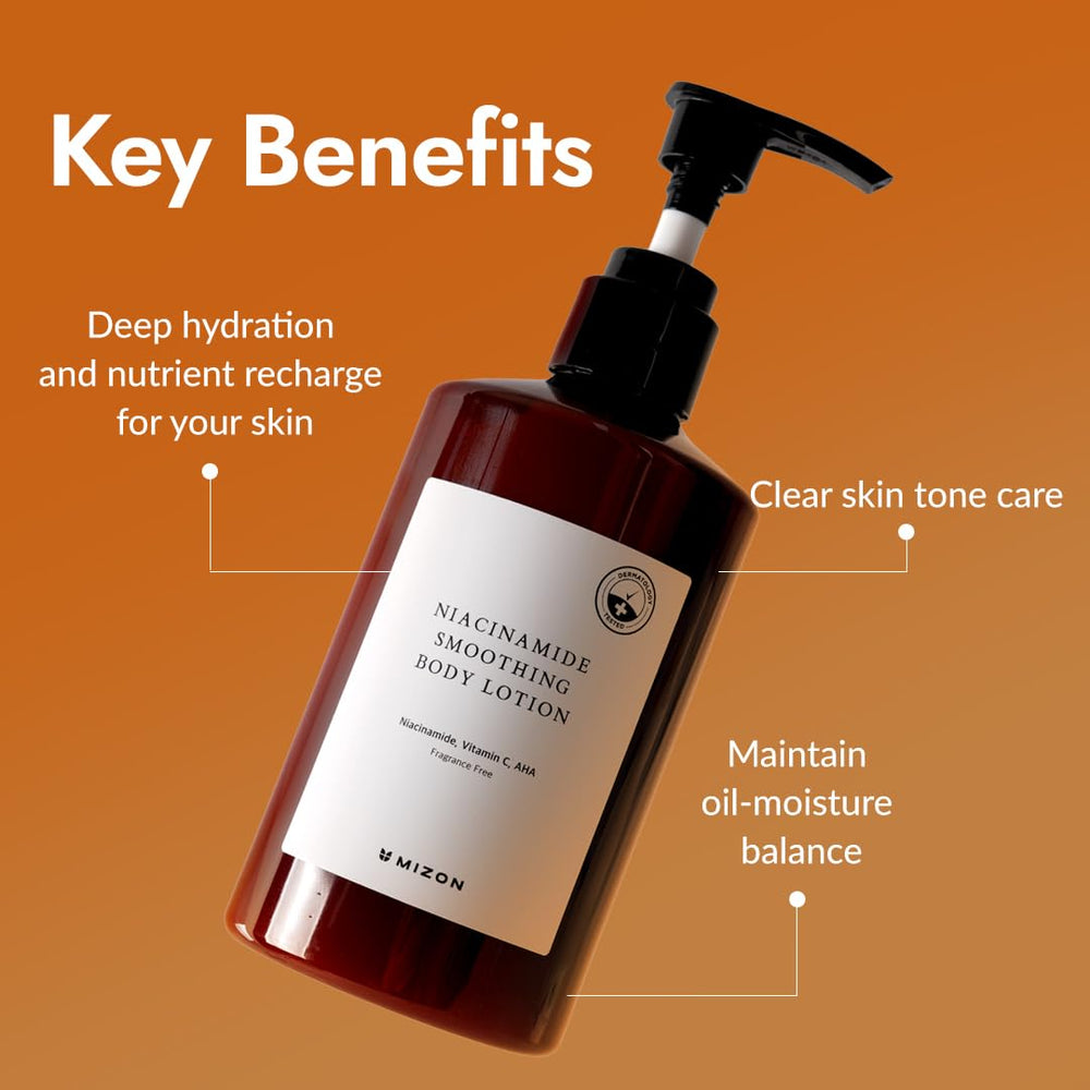 Flacon MIZON Niacinamide hydrate rapidement sans fini gras.
