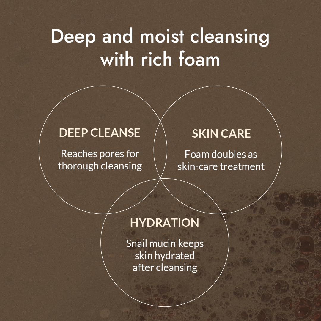MIZON Snail Mucin Face Wash close-up highlighting smooth skin after cleanse.