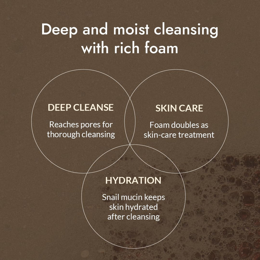MIZON Snail Mucin Face Wash close-up highlighting smooth skin after cleanse.
