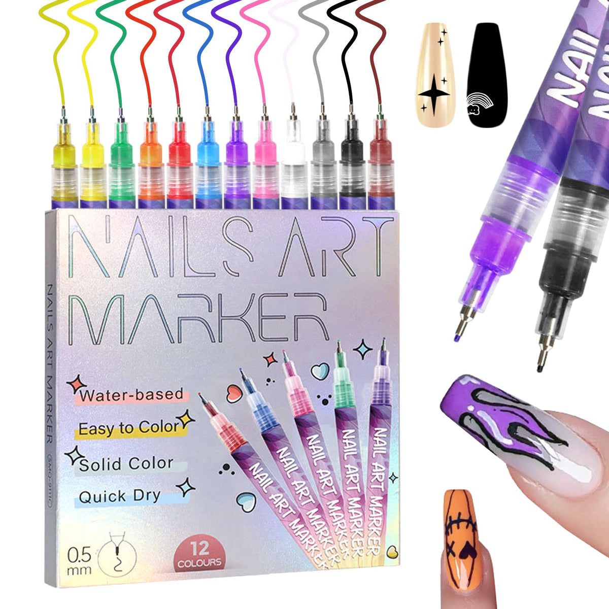 MKNZOME stylo art ongles détail fin pour motifs précis.